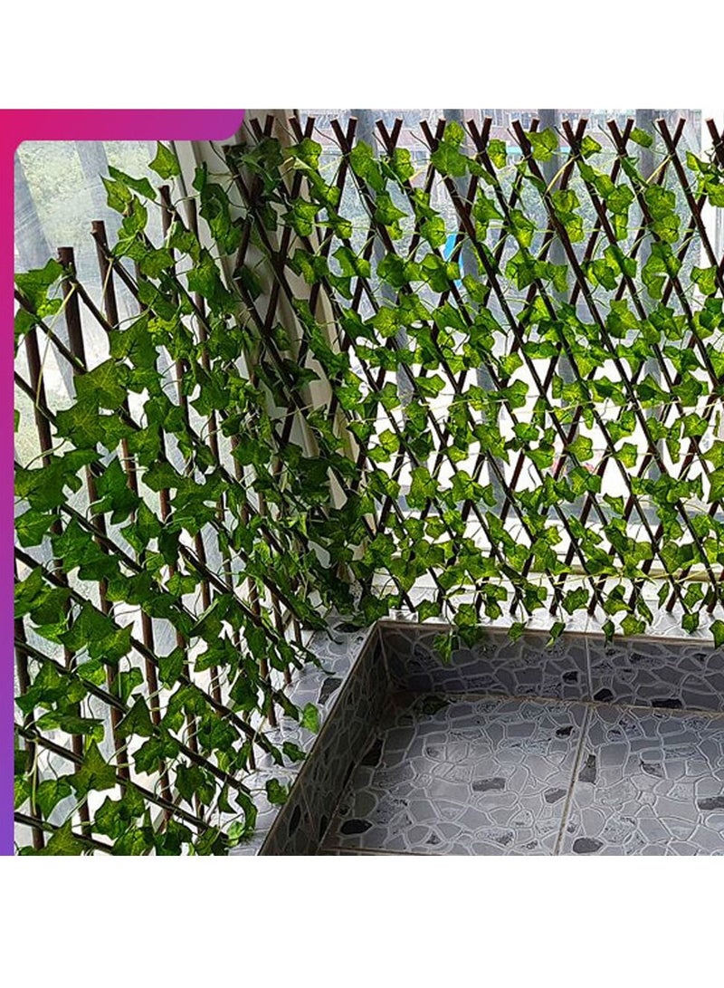 LINGWEI Bamboo Garden Fence with Artificial Leaf Green Fence 5pcs - Image 4