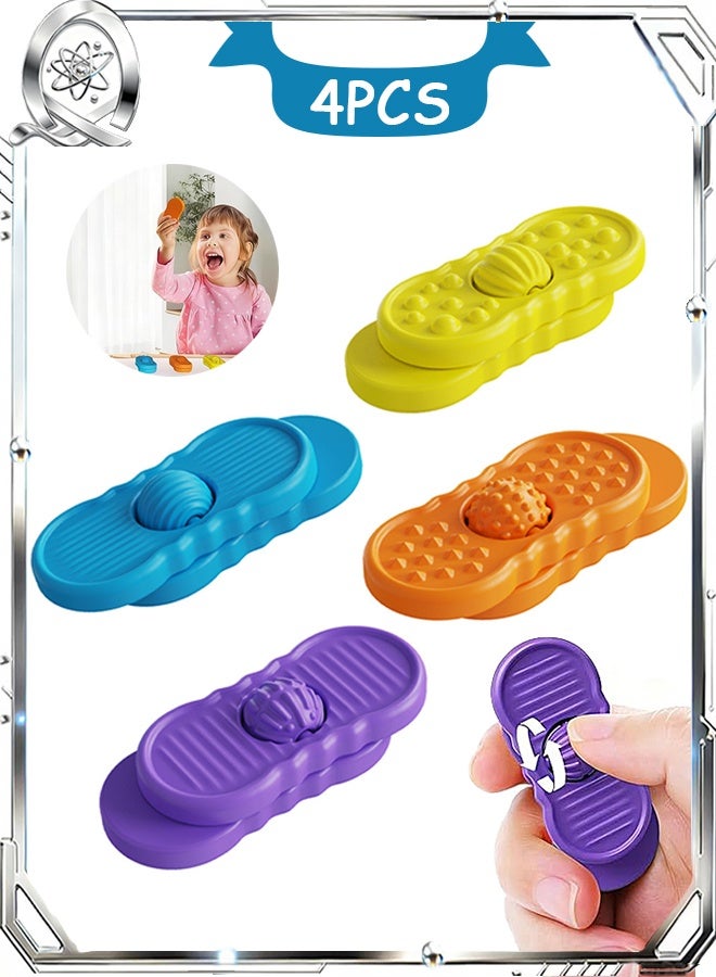 Quantum 4 PCS Fidget Sensory Toys, Silicone Textured Fidget Slider Toys, Calming Toys for Anxiety Relief Classroom Rewards - Image 1