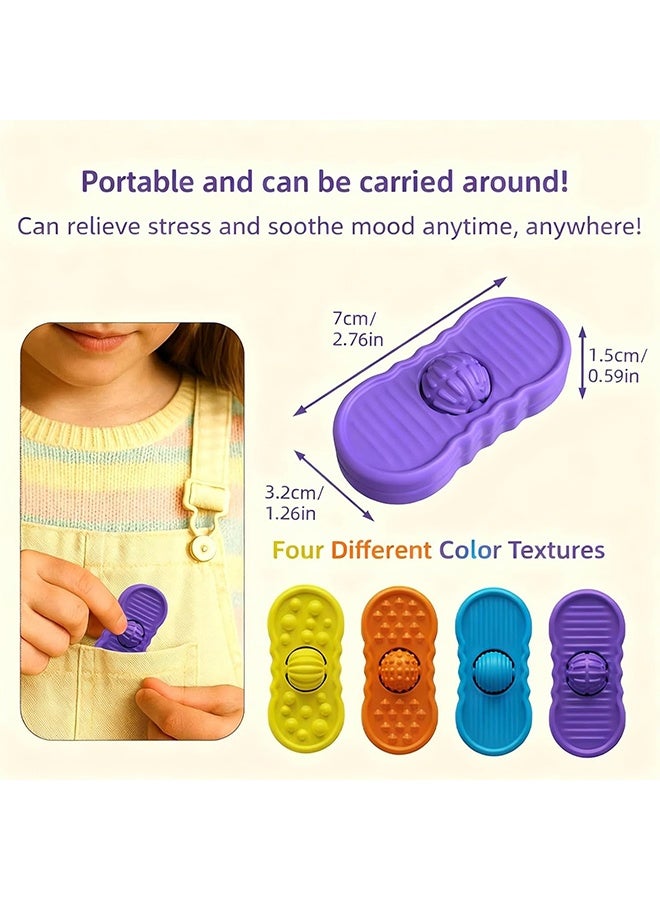 Quantum 4 PCS Fidget Sensory Toys, Silicone Textured Fidget Slider Toys, Calming Toys for Anxiety Relief Classroom Rewards - Image 2