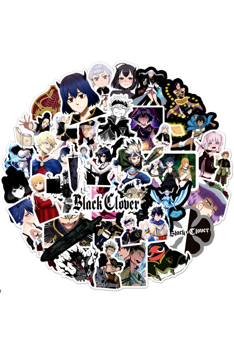erorex MULTICOLOR 50Pcs Anime Black Clover Stickers DIY Stickers Scrapbooking Phone Luggage Skateboard Wate