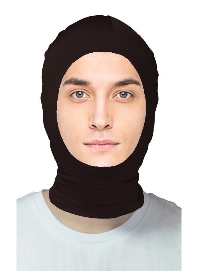 VSVO Adults Black Spandex Open Face Zentai Hood Mask (Adults, Black) - Image 1