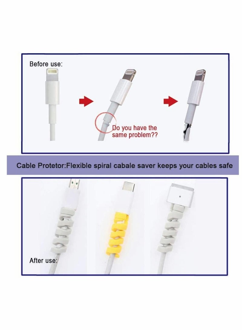 Excefore 24 Pieces Charger Cable Saver, Silicone Flexible Wire Protector, Data Lines Cable Protector, Wire Repair, Type-C Cord Protector Headphone Adapter Saver Spiral Wrap Strain Relief Sleeve  - Image 5