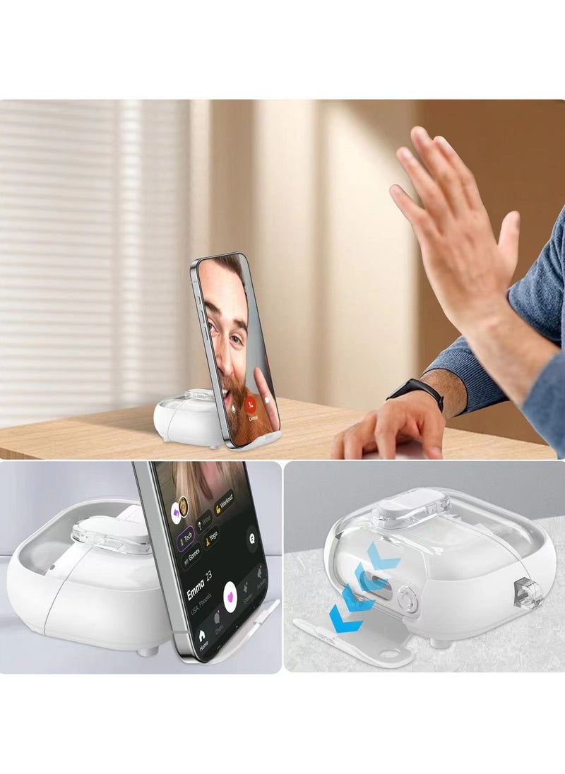 Compatible with Samsung Galaxy Buds 3 Pro/Buds 3 Case with Phone Stand,Full Drop Protection Automatic Snap Switch Design with Cleaner Kit