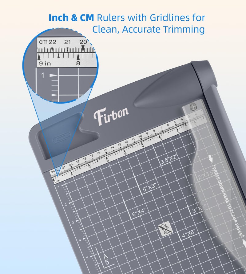 Firbon 12" Guillotine Paper Cutter, Heavy Duty 12-Sheet Capacity Trimmer for Cardstock, Photos, Scrapbooking, Office, Classroom, Studio (Gray) - Image 3