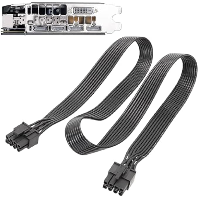 rayihni GRAPHICS CARD CABLE - 8 PIN PCIE CABLE,8P TO 6+2P FLAT LINE PCIE, VGA GRAPHICS FOR VIDEO CARD - Image 1
