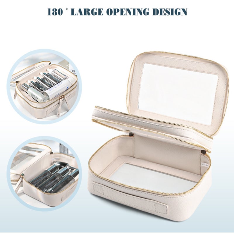 Transparent Women's Toiletry Bag Business Travel Waterproof Storage Large Capacity Handheld PU Double Layer Cosmetic Bag - Image 4
