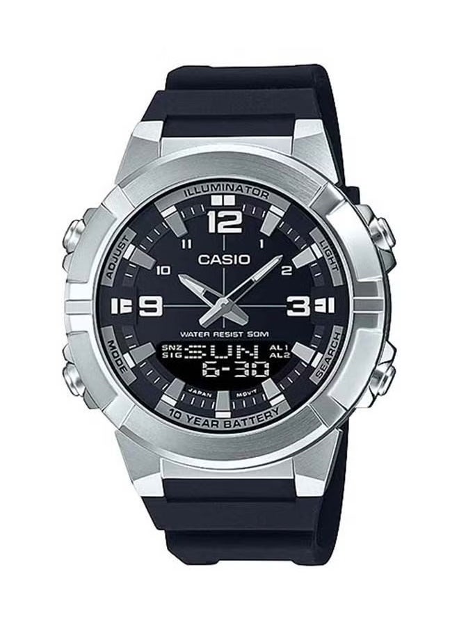CASIO Men's Analog Digital World Time Resin Strap Watch AMW-870-1AVDF - 52 mm - Black  - Image 1