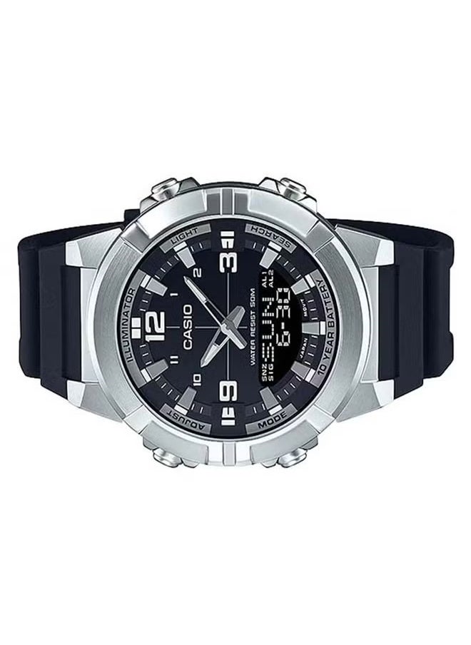 CASIO Men's Analog Digital World Time Resin Strap Watch AMW-870-1AVDF - 52 mm - Black  - Image 2