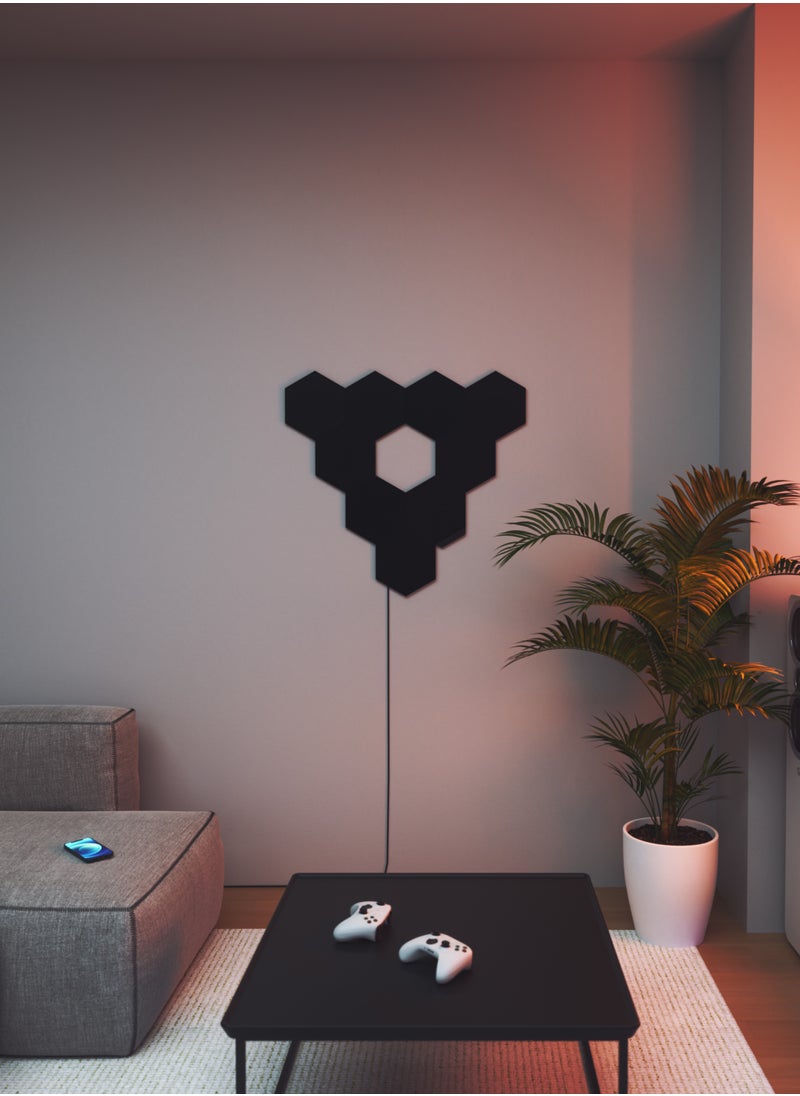 Nanoleaf Limited Edition Ultra Black SHAPES Hexagons - 3 Panels Expansion Pack - Smart WiFi LED w/ Music Visualizer, Wall Decor, Home or Office Use, 16M+ Colors, Low Energy Consumption | Gaming Lights - Black  - Image 3