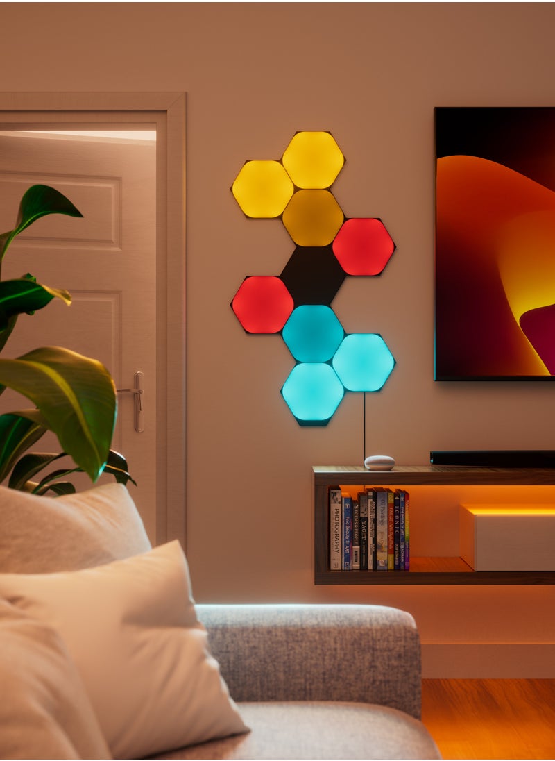 Nanoleaf Limited Edition Ultra Black SHAPES Hexagons - 3 Panels Expansion Pack - Smart WiFi LED w/ Music Visualizer, Wall Decor, Home or Office Use, 16M+ Colors, Low Energy Consumption | Gaming Lights - Black  - Image 5