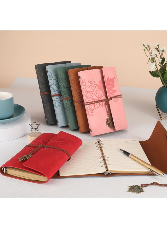 Boyi Retro Travel Pu Hand Ledger Soft Leather Loose-leaf Notebook A6a7 Portable Notebook Maple Leaf Diary - Image 2