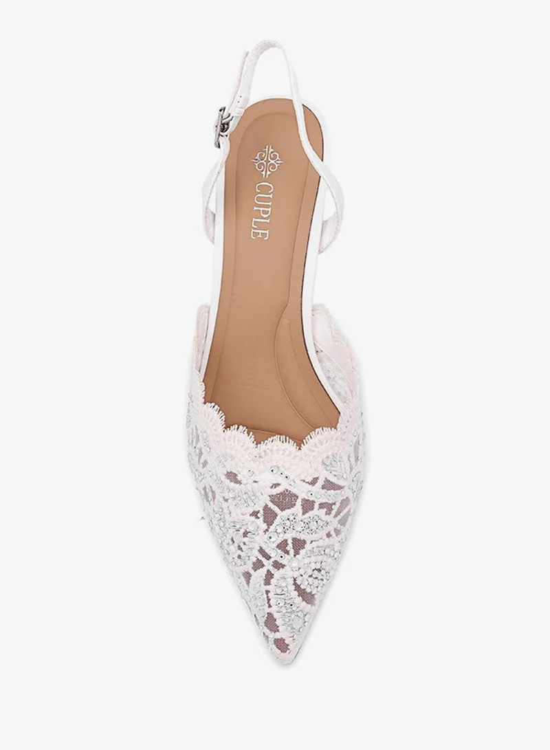 Cuple White Women Pointed Toe Slingback Heels for Women | Best Price UAE