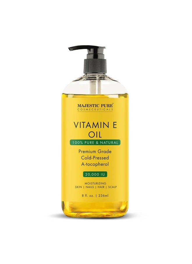 Majestic Pure Vitamin E Oil - 100% Pure & Natural, 20,000 IU | Premium Grade, Cold-Pressed and Tocopherol to Repair Dry, Damaged Skin| Moisturizing Skin, Hair and Scalp 8 Fl Oz  - Image 1