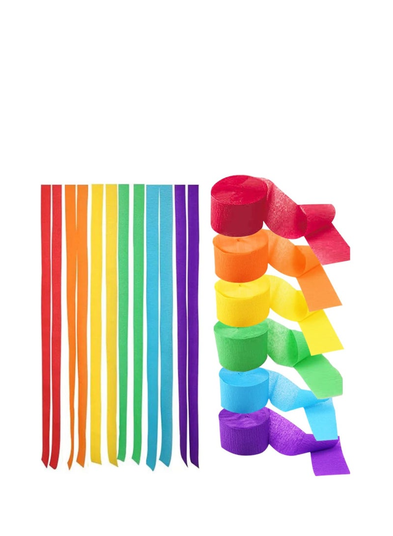Flamingo 6 Rolls Colourful Crepe Paper(4.5CMx25M) Rainbow Crepe Streamers for Party Decorations(Orange,Blue,Green,Purple,Red,Yellow) - Image 2