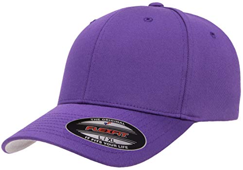 Flexfit Men's Wooly Combed Twill Fitted Baseball Cap, Purple, Small-Medium - Image 3