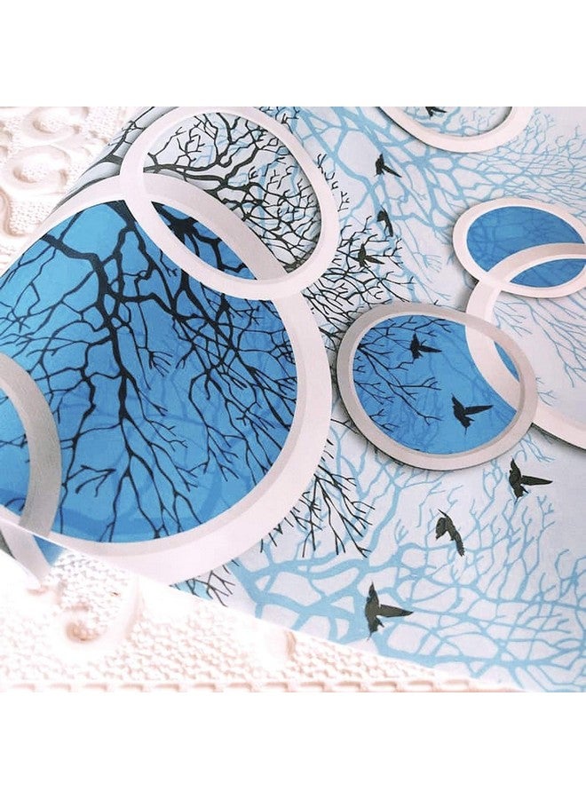 wolpin Wall Stickers DIY Wallpaper (45 x 500 cm) 3D Circles and Trees Self Adhesive Decals Living Room Home Interior Decoration, Blue - Image 5