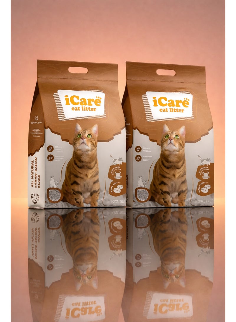 iCare 2PCs iCare Bentonite Cat Litter - Coffee Flavour - 25L - Image 1