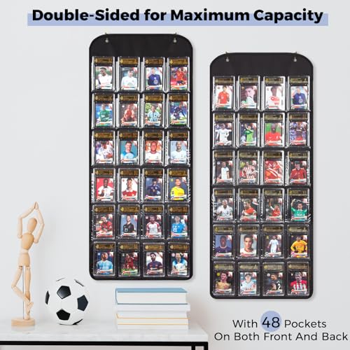 KISLANE PSA DoubleSided Card Display Case 48 Slots PVC Holder for PSAGraded Cards Perfect for Displaying Trading Cards Baseball Football and Basketball Sports Cards PSA Card Storage Black - Image 3