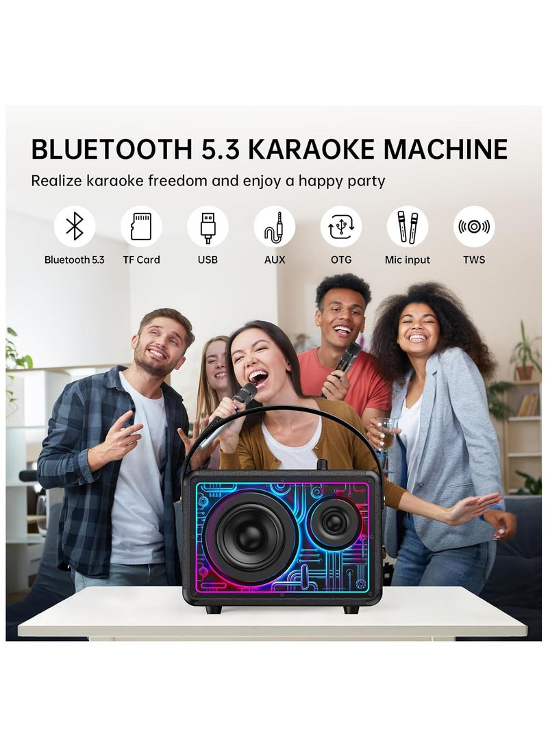 Karaoke Machine with 2 UHF Wireless Microphones, Fully Equipped Bluetooth Port, Ideal for Adults and Kids  - Image 4