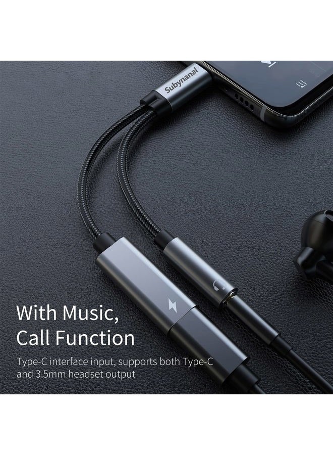 Subynanal USB c to 3.5mm Headphone and Charger Adapter,2-in-1 USB C PD 3.0 Charging Port to Aux Audio Jack and Fast Charging Dongle Cable Cord Compatible with Samsung Galaxy S22 S21 S20, Google Pixel 4 3 XL - Image 4