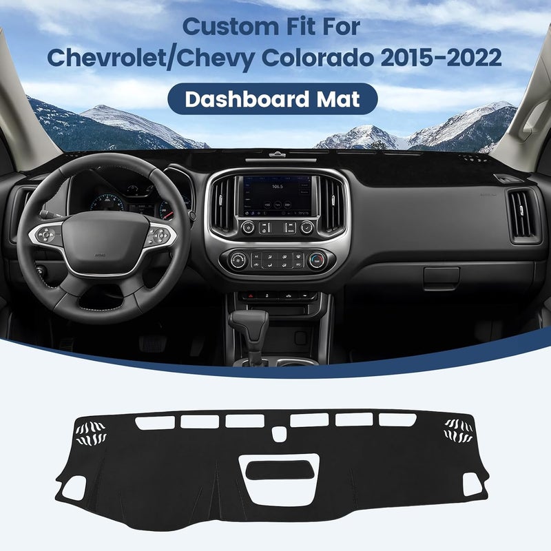 Rilsen Dashboard Cover Mat Custom Fit for Chevrolet/Chevy Colorado 2015-2020 2021 2022 Dash Cover Nonslip Dash Mat Protector Sunshade No Glare Black - Image 2