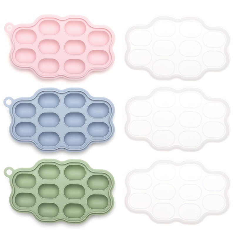 Baby Breastmilk Popsicle Molds 3 Pack Kingkam Silicone Nibble Freezer Tray Baby Fruit Food Feeder Teether Tray Breast Milk Teether Pop Maker for Homemade Baby Food