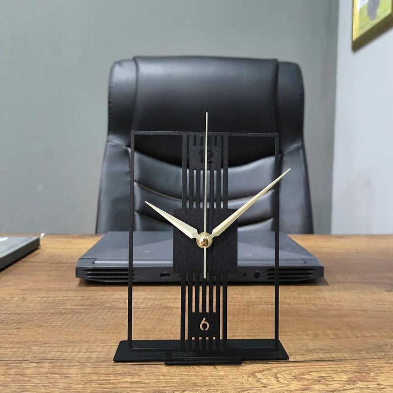 Hometrix 20 CM Metal Office Tabletop Clock Bookshelf Metal Clock Business Office Decor Modern Home Decor Above Desk Clock Silent Unique Metal Clock - Image 5