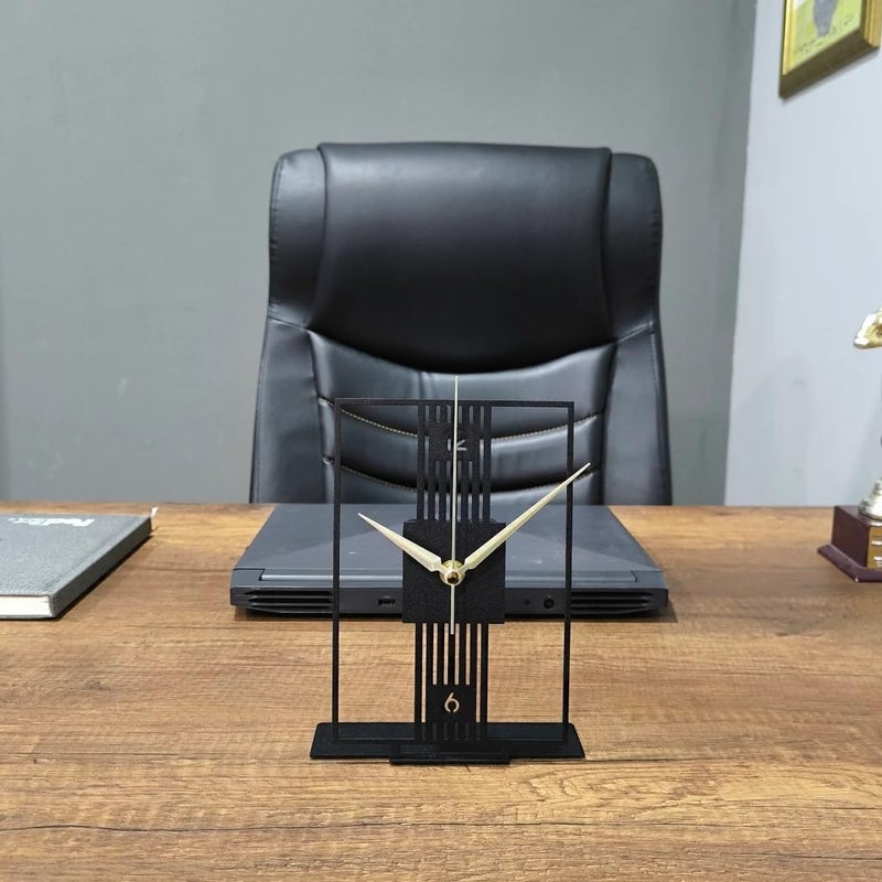 Hometrix 20 CM Metal Office Tabletop Clock Bookshelf Metal Clock Business Office Decor Modern Home Decor Above Desk Clock Silent Unique Metal Clock - Image 3