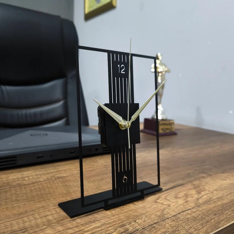 Hometrix 20 CM Metal Office Tabletop Clock Bookshelf Metal Clock Business Office Decor Modern Home Decor Above Desk Clock Silent Unique Metal Clock - Image 4