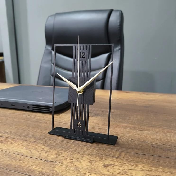 Hometrix 20 CM Metal Office Tabletop Clock Bookshelf Metal Clock Business Office Decor Modern Home Decor Above Desk Clock Silent Unique Metal Clock - Image 2