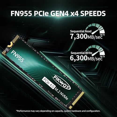 Fikwot FN955 4TB NVMe SSD M.2 2280 PCIe Gen4x4, Up to 7300MB/s, 3D NAND TLC Flash Internal Solid State Drive, Configure SLC Cache, Storage and Memory Expansion for PS5 Laptop Desktop - Image 2