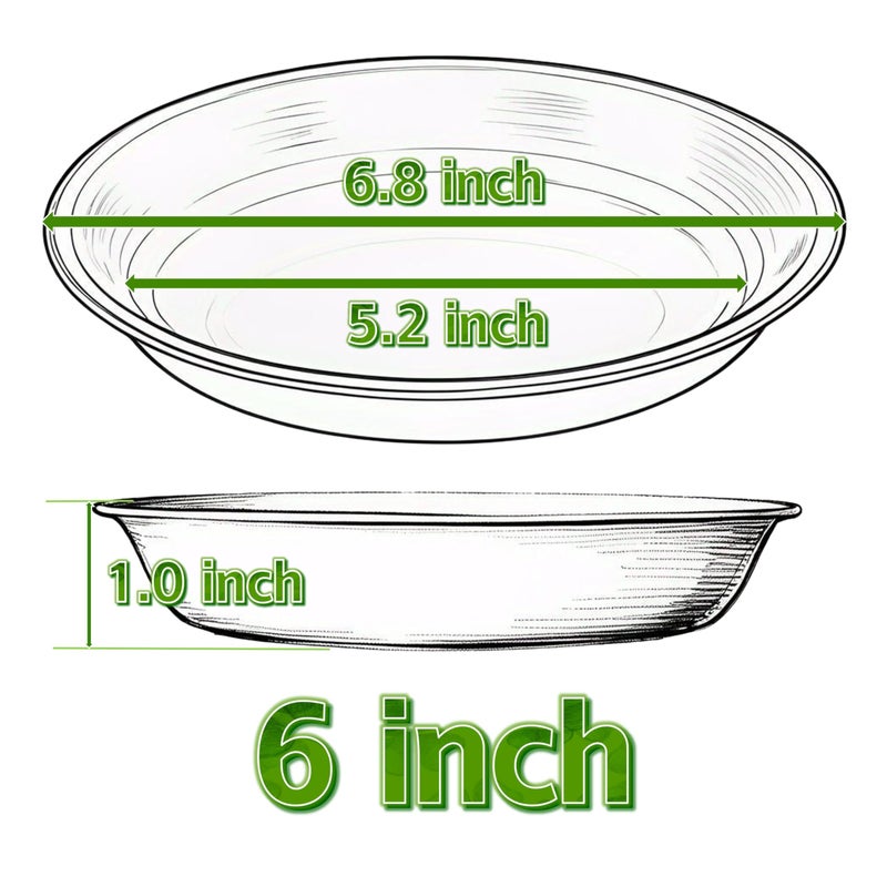 MSKIAUO Plant Saucer Pot Tray 4 6 8 10 12 14 16 18 inch, 6 Packs Plastic Flower Planter Saucers and Drip Trays for Indoors Outdoors, Heavy Durable Plant Plate Water Catcher (6 inch, Black) - Image 2
