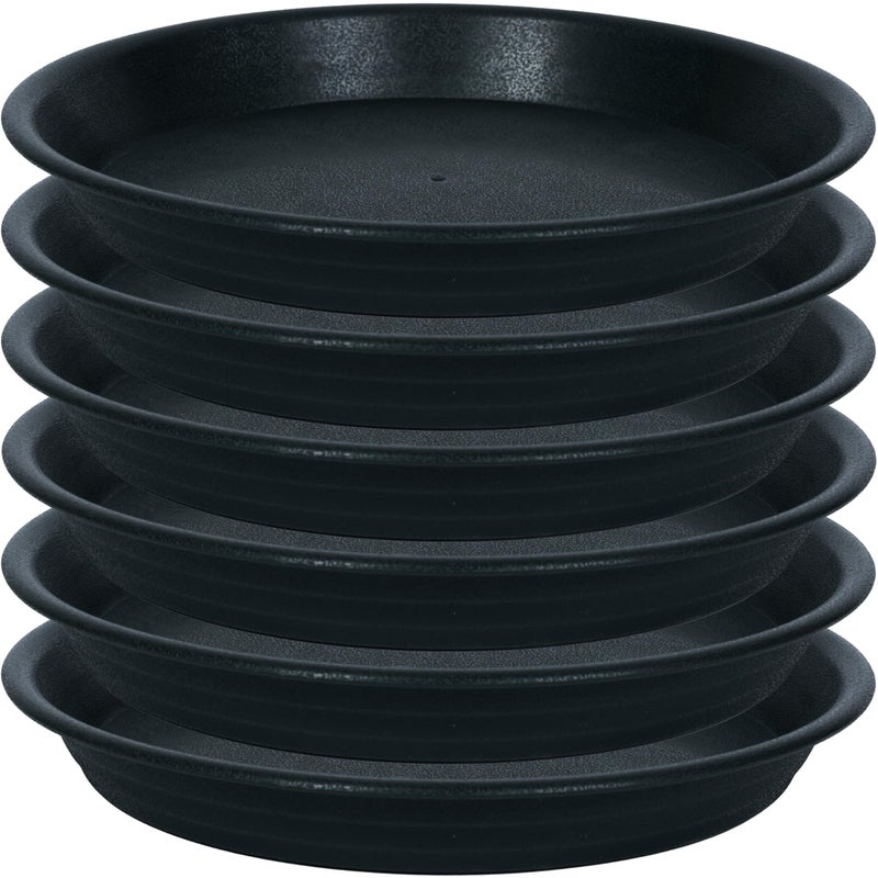 MSKIAUO Plant Saucer Pot Tray 4 6 8 10 12 14 16 18 inch, 6 Packs Plastic Flower Planter Saucers and Drip Trays for Indoors Outdoors, Heavy Durable Plant Plate Water Catcher (6 inch, Black) - Image 1
