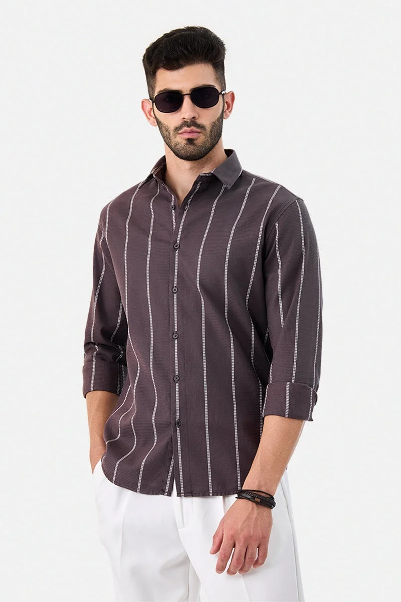 سنيتش قميص قطن % بقصة ضيقة ومخطط