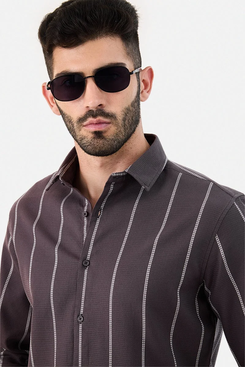 SNITCH Stripes 100% Cotton Slim Fit Shirt