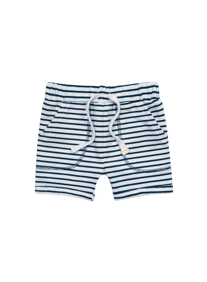 MINOTI Baby T-Shirt and Striped Shorts Set with Chest Pocket