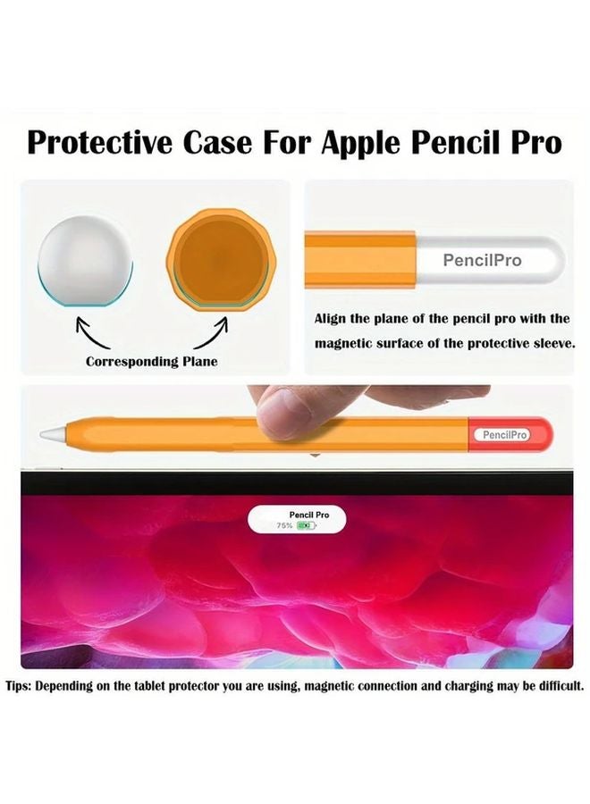 Orange Red Waterproof Silicone Case For Apple Pencil Pro Shockproof Anti Slip Protective Cover - Image 5