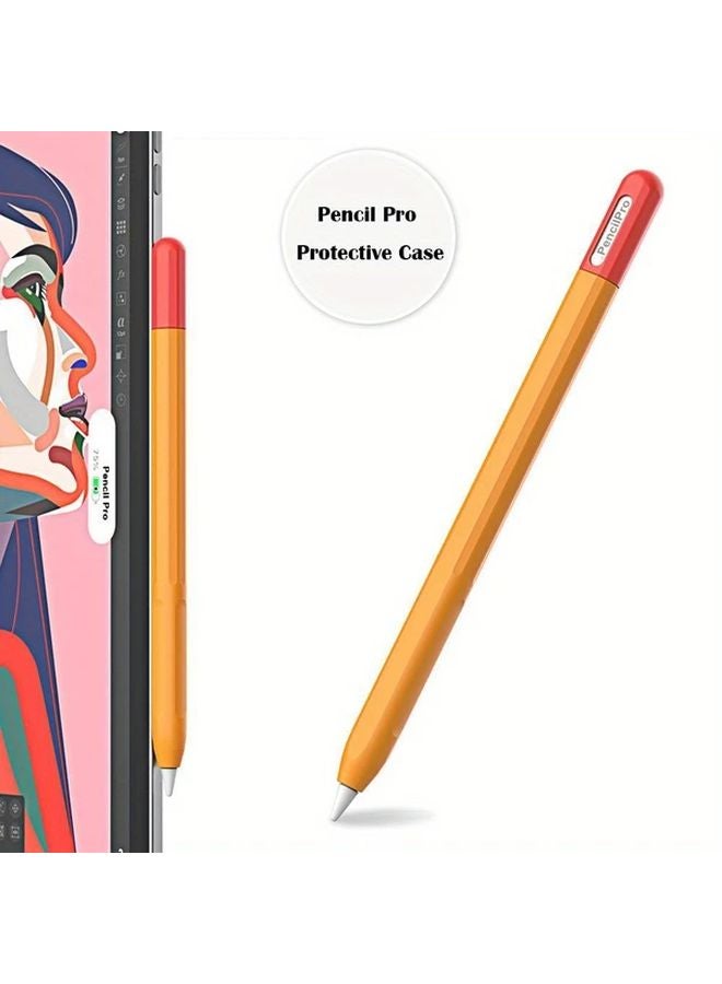 Orange Red Waterproof Silicone Case For Apple Pencil Pro Shockproof Anti Slip Protective Cover - Image 1