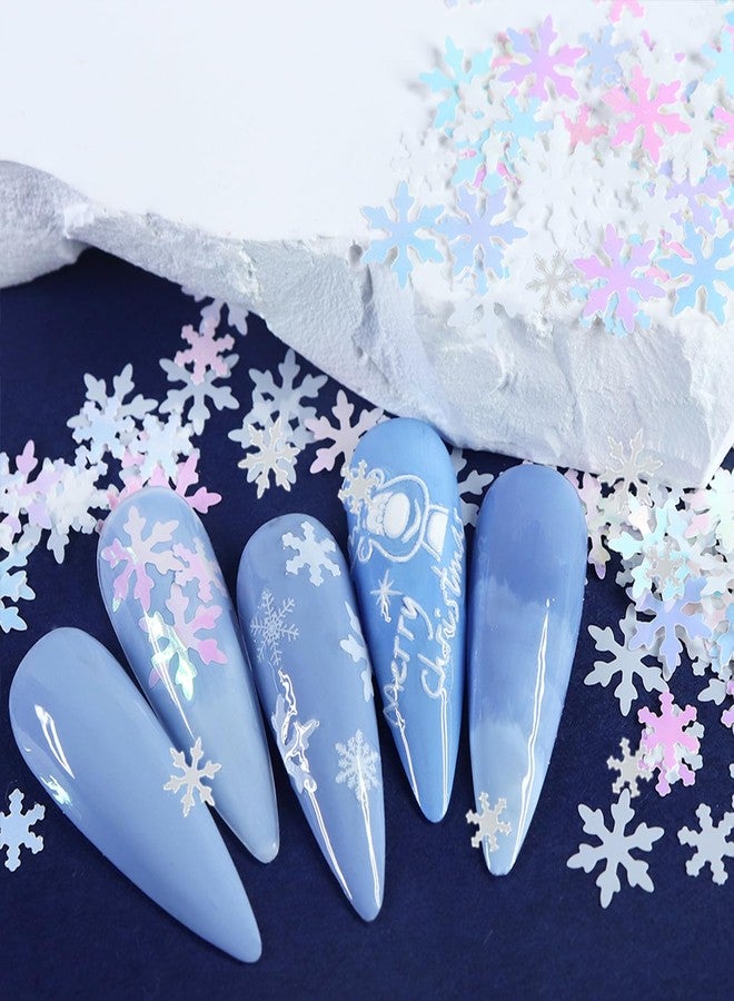 Jacnkb 6 Grids White Snowflake Nail Art Sequins Christmas Snowflake Nail Glitter Flakes 3D Holographic Laser Nail Glitters Winter Nail Art Supplies Decorations Christmas Nails Decals Stickers for Women - Image 4