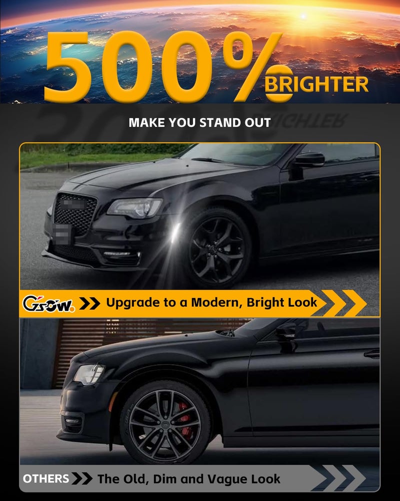 GSOWO 4 PCS LED Side Marker Light Kits for Chrysler 300 2015-2024, Full LED Strip White Front Rear Bumper Light, Smoked Lens Fender Sidemarker Lamps, OEM Replacement - Image 2