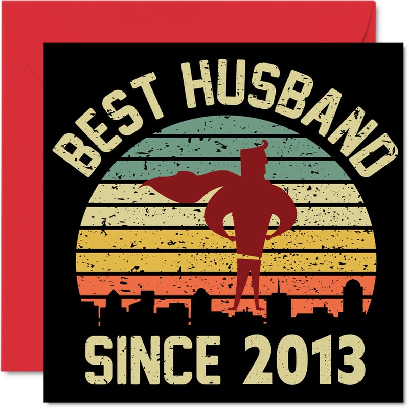 Stuff4 12th Anniversary Card for Husband from Wife - Best Husband Since 2013 - I Love You Gifts  Happy 12th Wedding Anniversary Cards for Partner  5.7 x 5.7 Inch Greeting Cards for Twelfth Anniversaries - Image 1