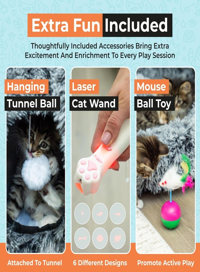 WiskaDen XL Plush Cat Tunnel Bed with Toy and Elderly Feline Access. 3-in-1 Dark Grey Fluffy Donut Cushion with Ears. Circle Tube for Indoor Cats Leisure, Hiding Spot, Dog Bed, or Rabbit Cave - Image 5