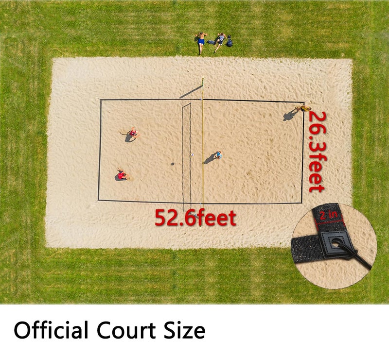 OMSORG 2 in 1 Beach Volleyball Lines, Heavy Duty Volleyball Boundary Lines with Reinforced Corners, Beach Volleyball Lines for Sand Backyard 2 inch, Official Size 26.3' X 52.6' - Image 5