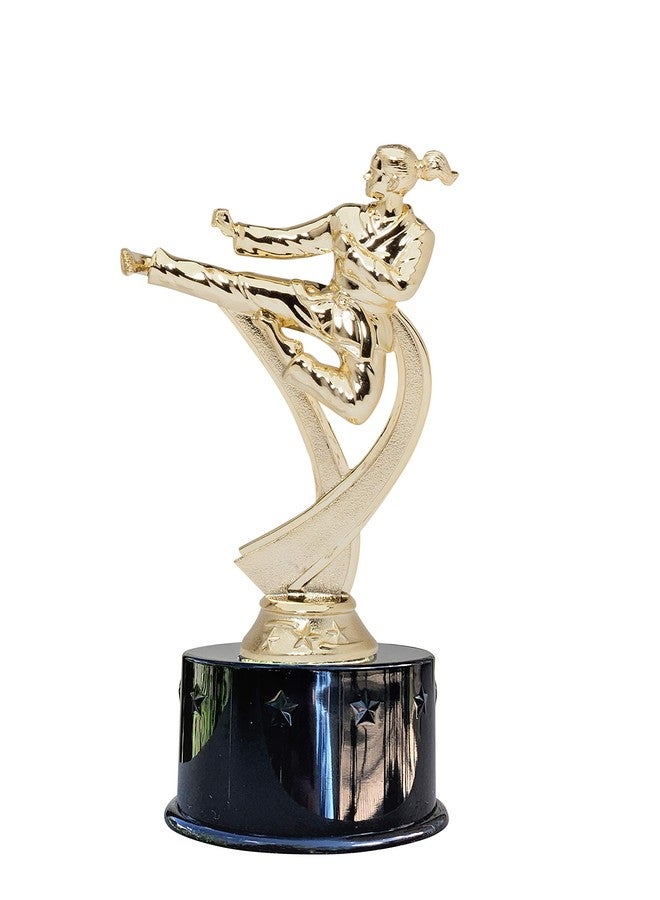 Express Medals Girl Female Karate Martial Arts Award Trophy Party Favor Gift Prize Including 4 Gold Color Decals to Custom Personalize The Black Round Base (3) - Image 1