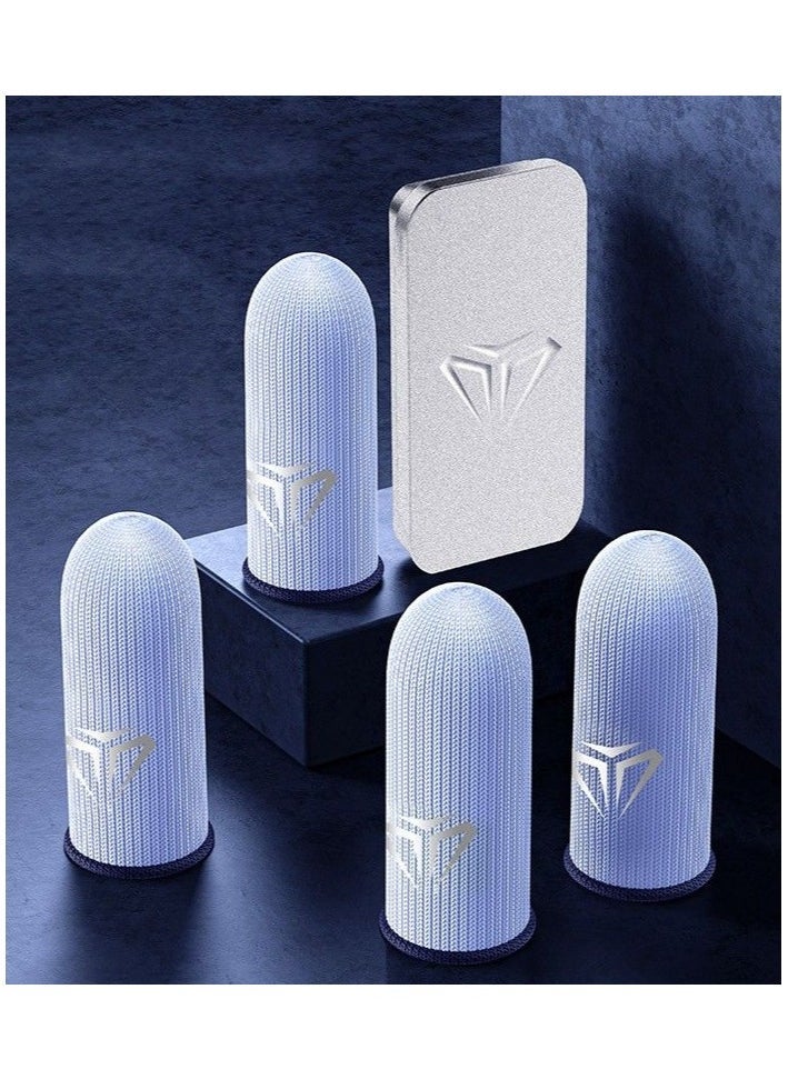 4 Piece Gaming Finger Sleeve Gloves - Gaming Finger Sleeve 0.25mm Fiber Seamless Thumbtip Sleeve for Mobile Gaming Sweat Resistant for PUBG/Cod/LOL/ROS Gaming Finger Sleeve (with Box) - Image 1