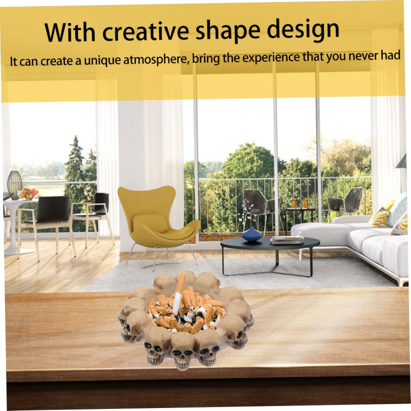 Skull Resin Ashtray Windproof Smokeless For Indoor Outdoor Home Office Use - Image 5
