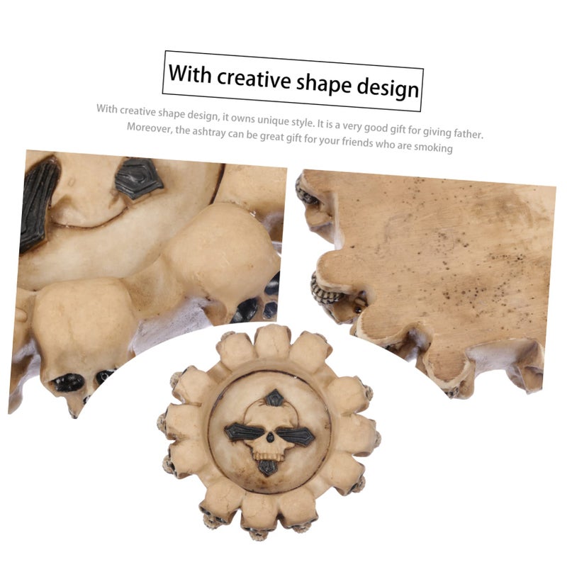 Skull Resin Ashtray Windproof Smokeless For Indoor Outdoor Home Office Use - Image 4