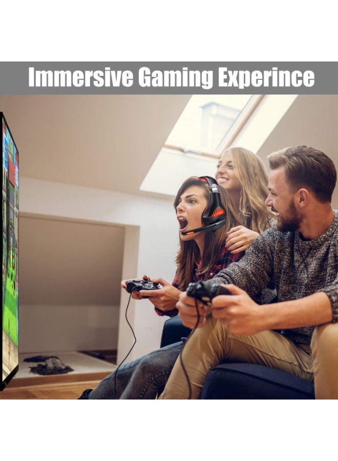 بي إكسلنت سماعة ألعاب GM5، سماعة رأس PS4 بصوت محيطي 7.1 مع ميكروفون، للألعاب، سماعات رأس الكمبيوتر الشخصي، صوت جهير ثقيل، تلسكوبي، عزل الضوضاء، سلكية، متوافقة مع FPS، ضوء LED  - Image 5