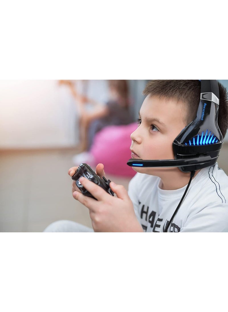 بي إكسلنت سماعة ألعاب GM5، سماعة رأس PS4 بصوت محيطي 7.1 مع ميكروفون، للألعاب، سماعات رأس الكمبيوتر الشخصي، صوت جهير ثقيل، تلسكوبي، عزل الضوضاء، سلكية، متوافقة مع FPS، ضوء LED - Image 3