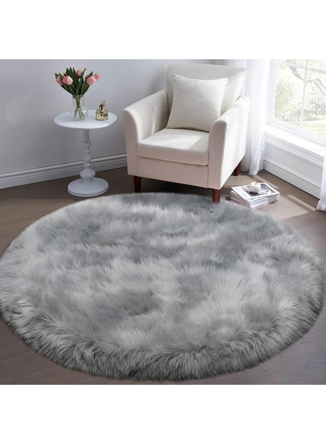 CottonFry Ultra Soft Round Faux Sheepskin Fur Area Circular Shaggy Rug Round Fluffy Area Rugs Plush Circle Floor Carpet Mat for Bedroom Living Room Floor Decor - Image 1